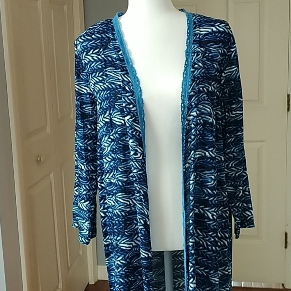 RAGA Blue Duster Kimono Beach Coverup XS - Picture 2 of 10